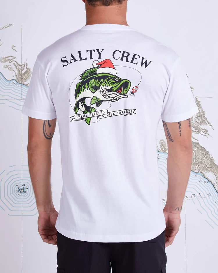 salty crew camiseta merry fishmas premium blanco