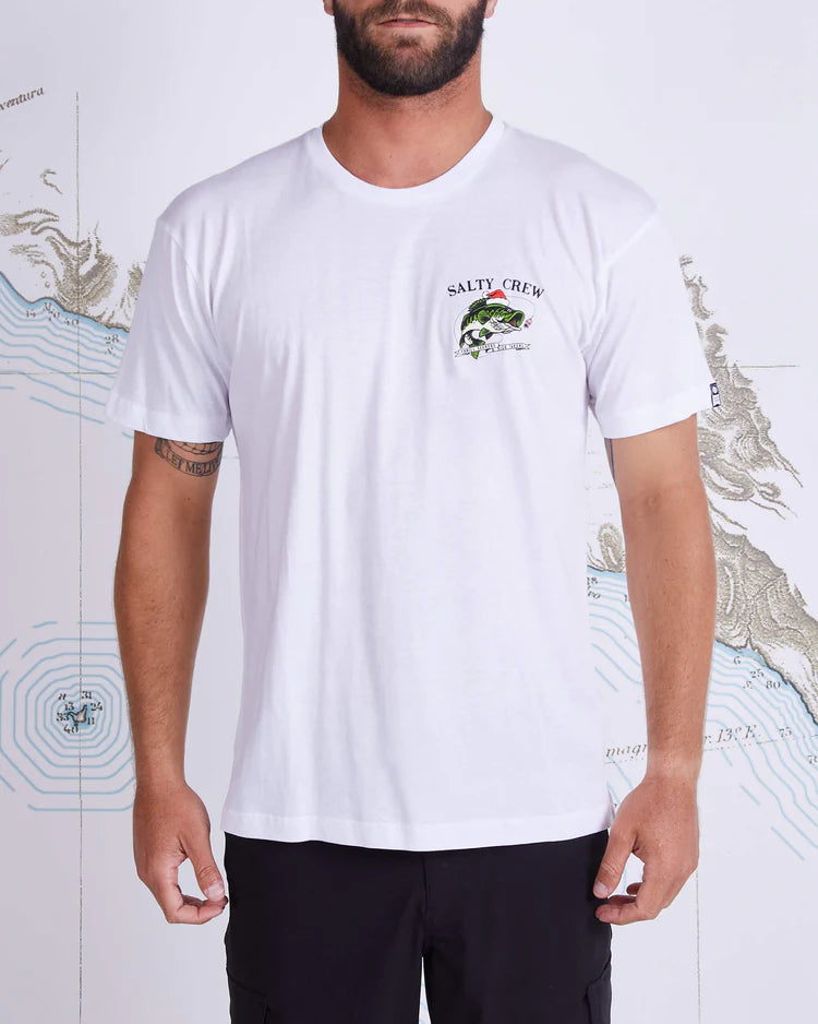 salty crew camiseta merry fishmas premium blanco