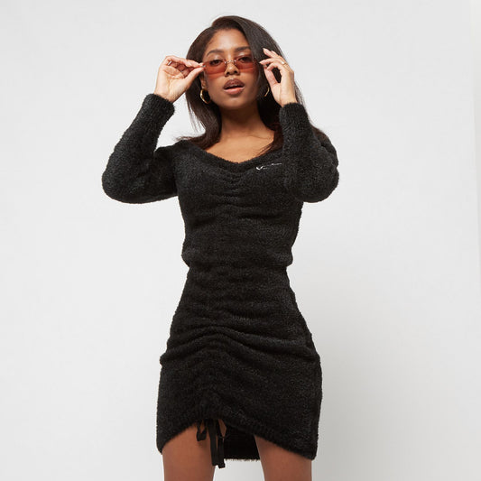 karl kani vestido gathered off shoulder black