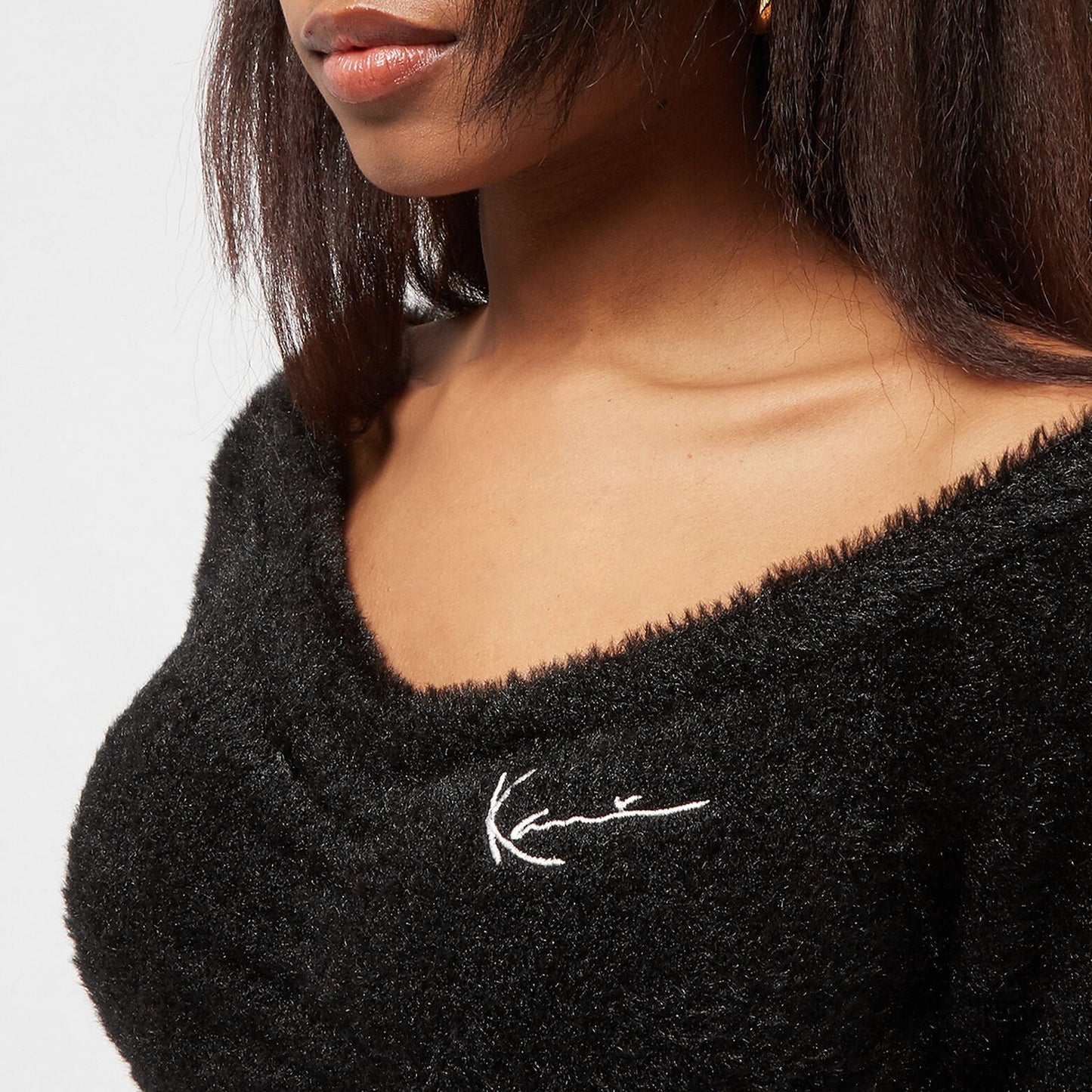 karl kani vestido gathered off shoulder black
