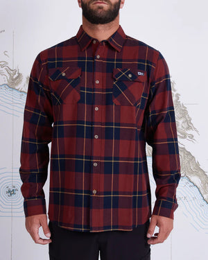 salty crew camisa first light flannel navy