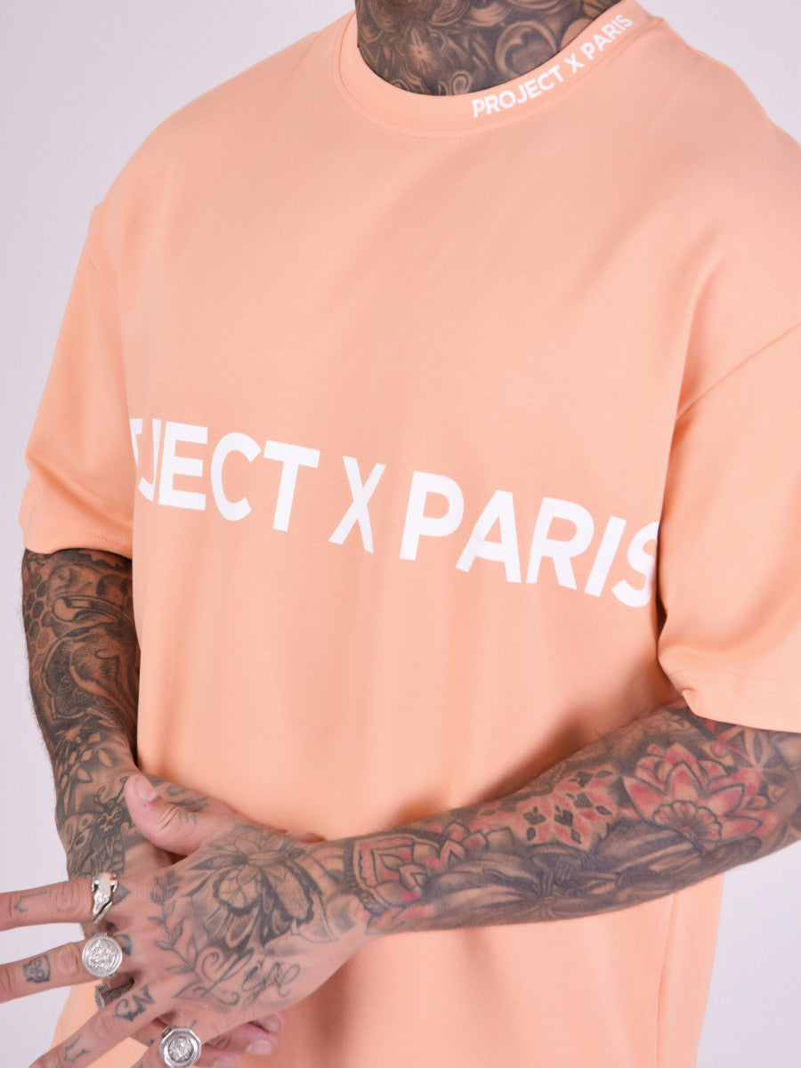 project x paris camiseta logo oversize peach