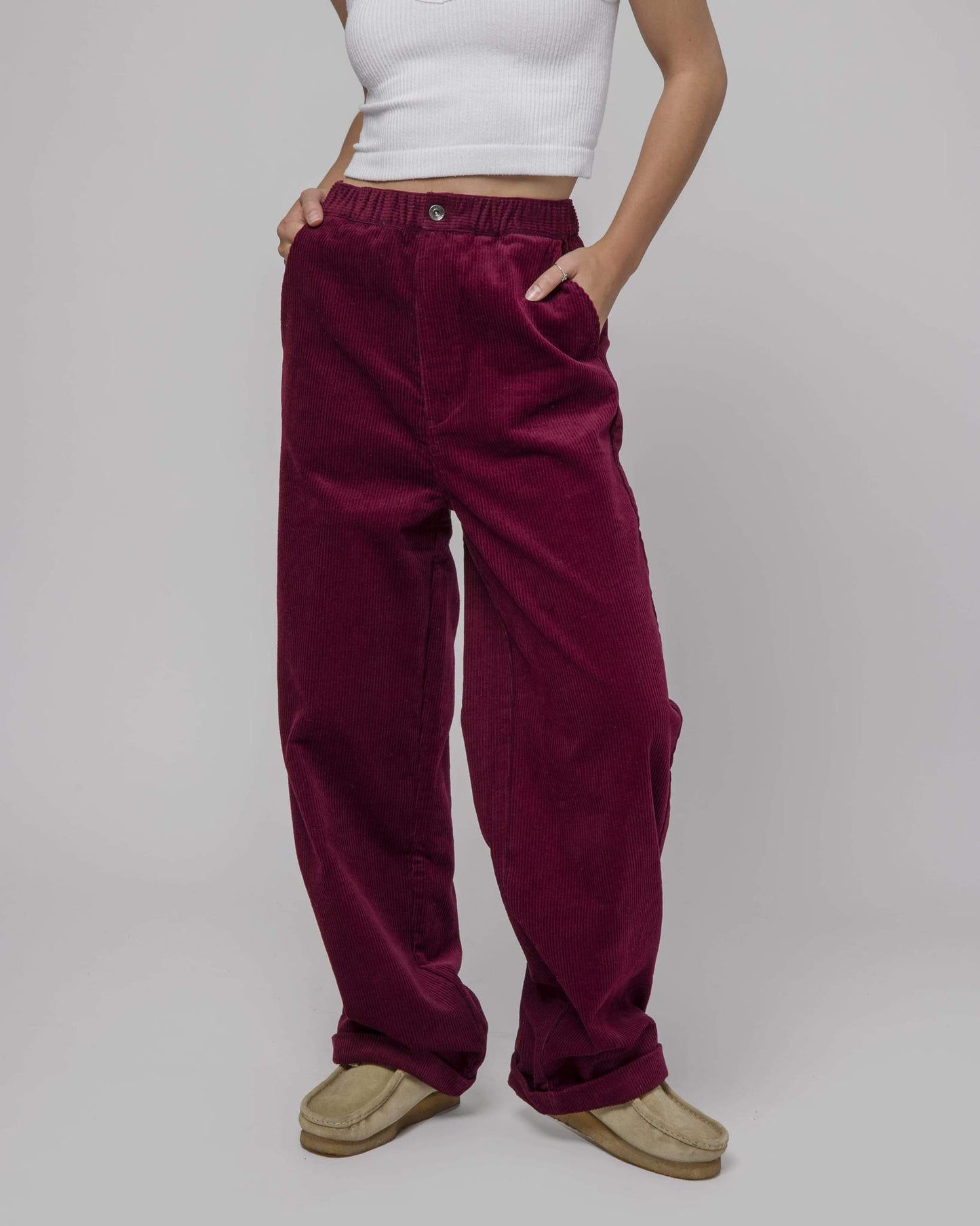 huf pantalon corduroy baggie burdeos