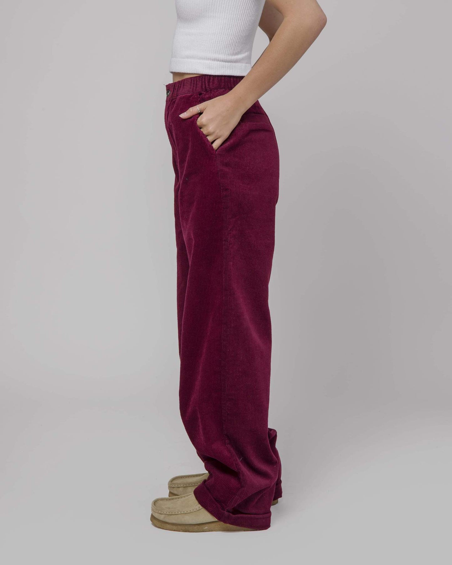huf pantalon corduroy baggie burdeos