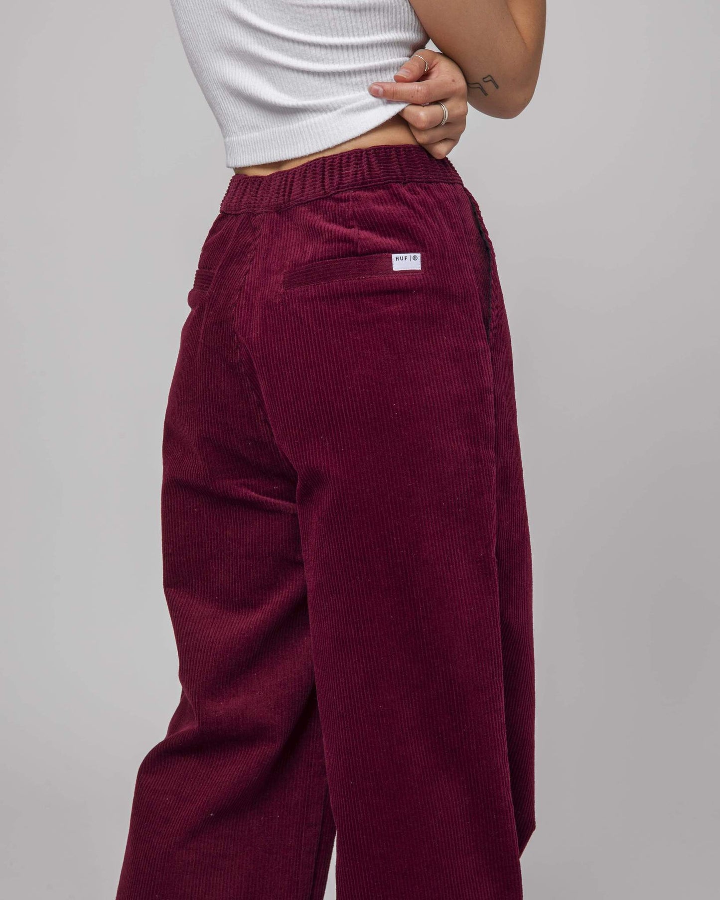 huf pantalon corduroy baggie burdeos