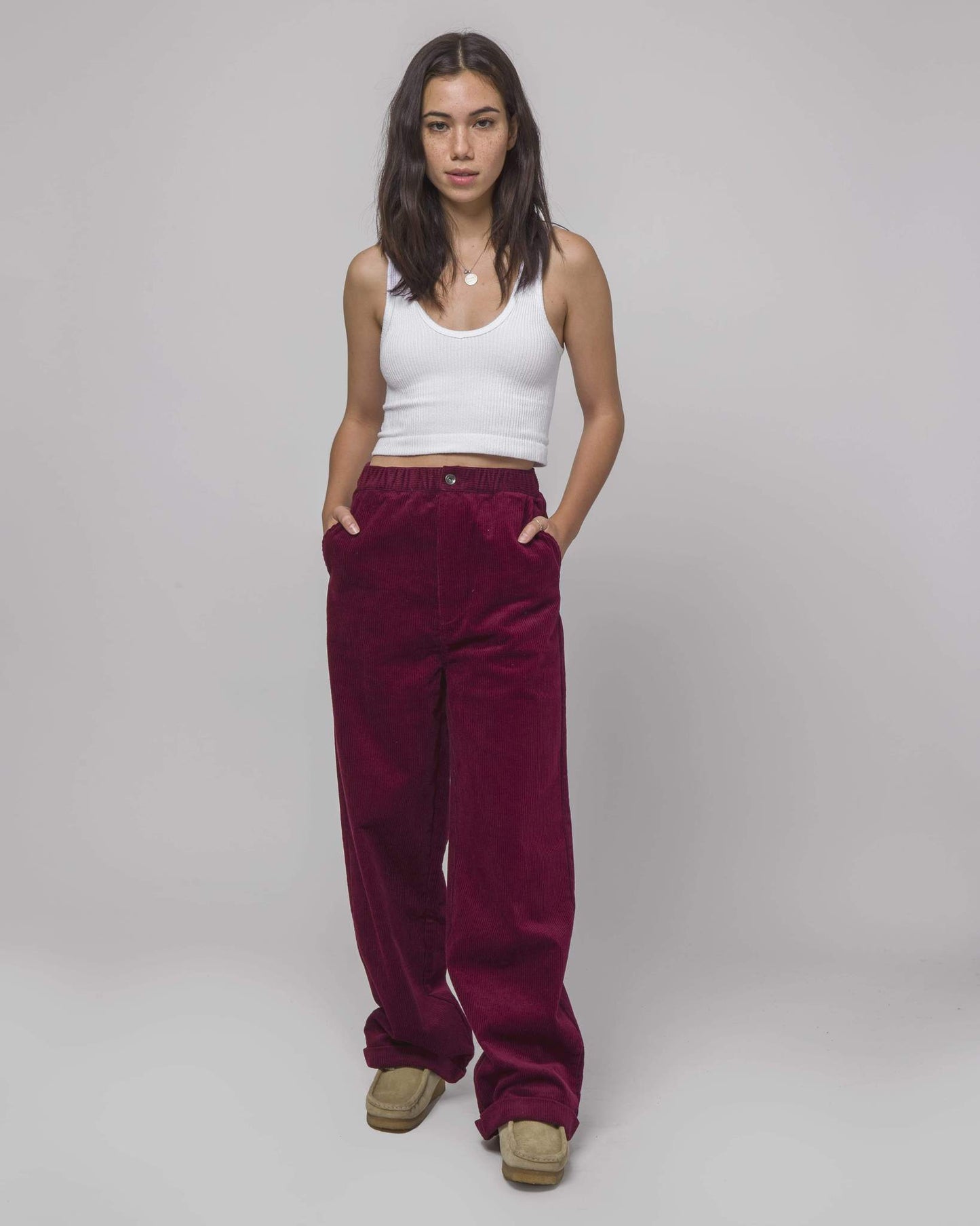 huf pantalon corduroy baggie burdeos