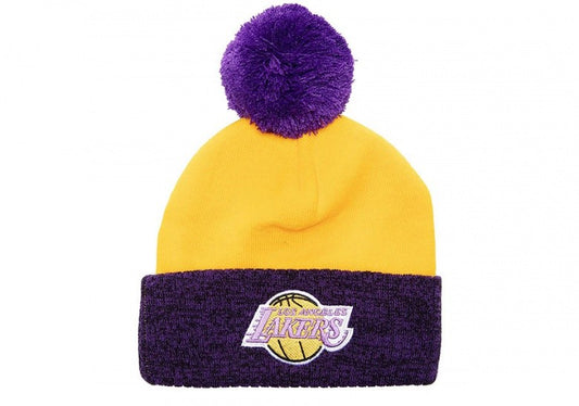 mitchell & ness beanie con pompon los angeles lakers