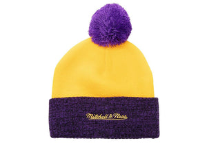 mitchell & ness beanie con pompon los angeles lakers