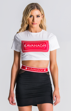 gianni kavanagh top caja roja y blanca con logo