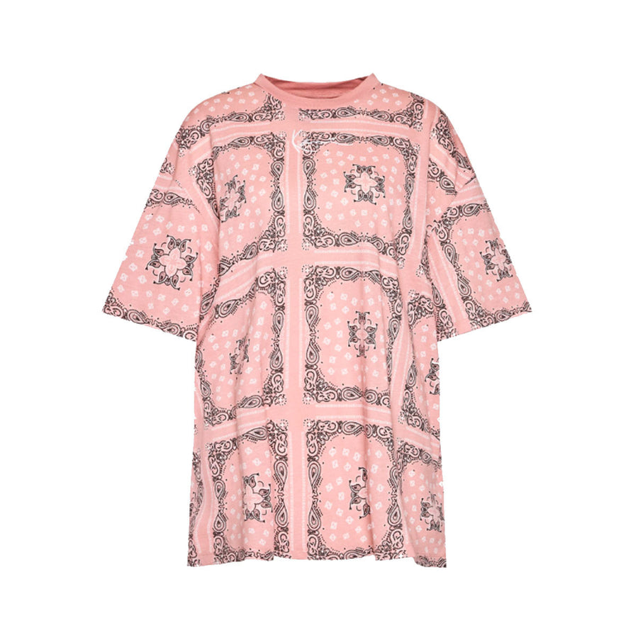 karl kani camiseta small signature paisley  rosa claro